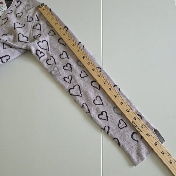 Olsen Sweater Womens US 8 Lavender Heart Shapes AOP LS V Neck Cotton Boho Casual - Picture 6 of 16